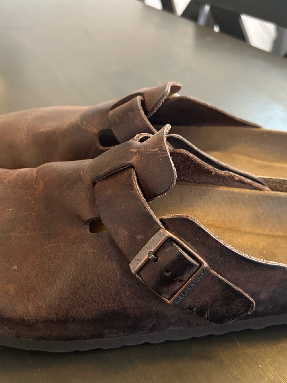 Birkenstock Brown Suede Buckled Slip-On Sandals